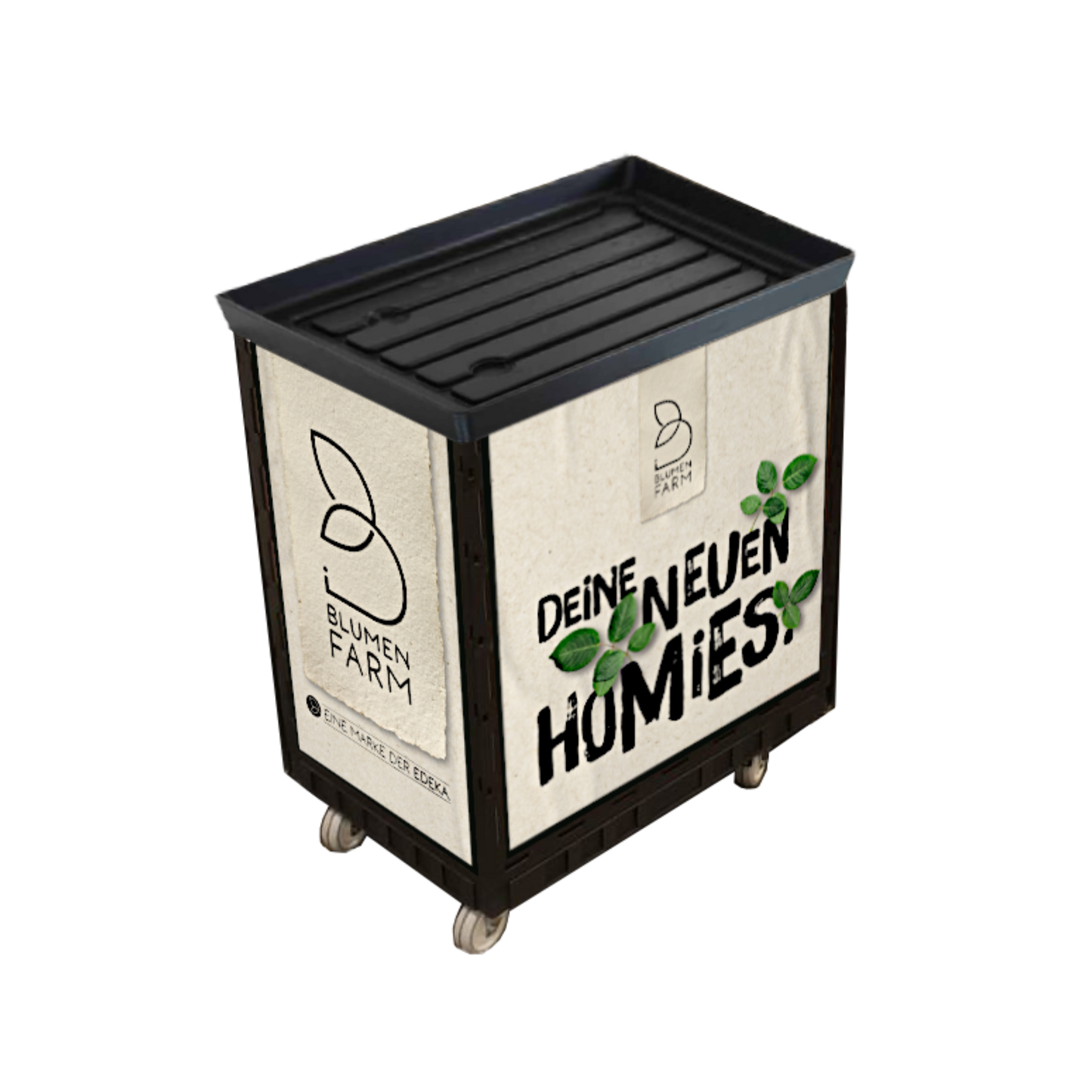 Smart Blumen Display 75 cm schwarz mit Forex Blumen Motiv