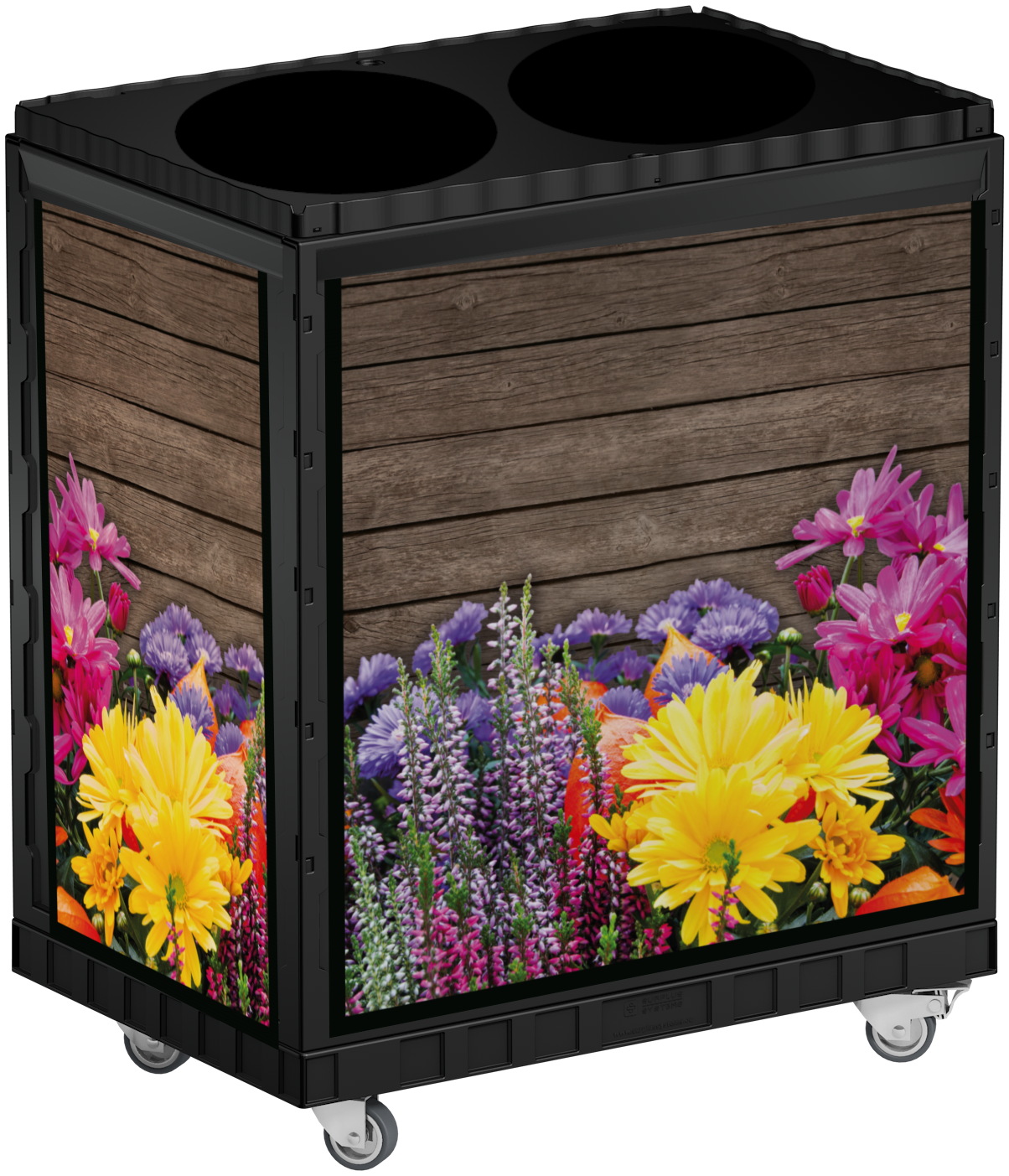 Smart Blumen Display 75 cm schwarz mit Forex Blumen Motiv