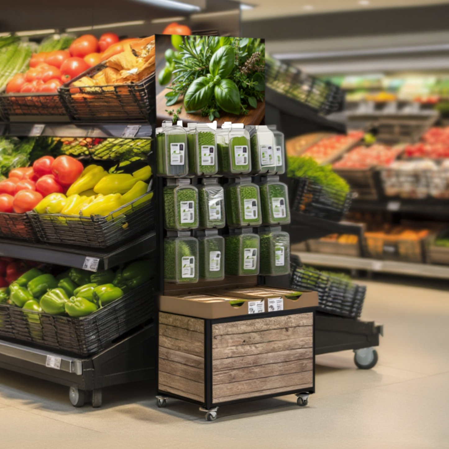 Mobile sales stand Concept Cut herbs and sprouts
