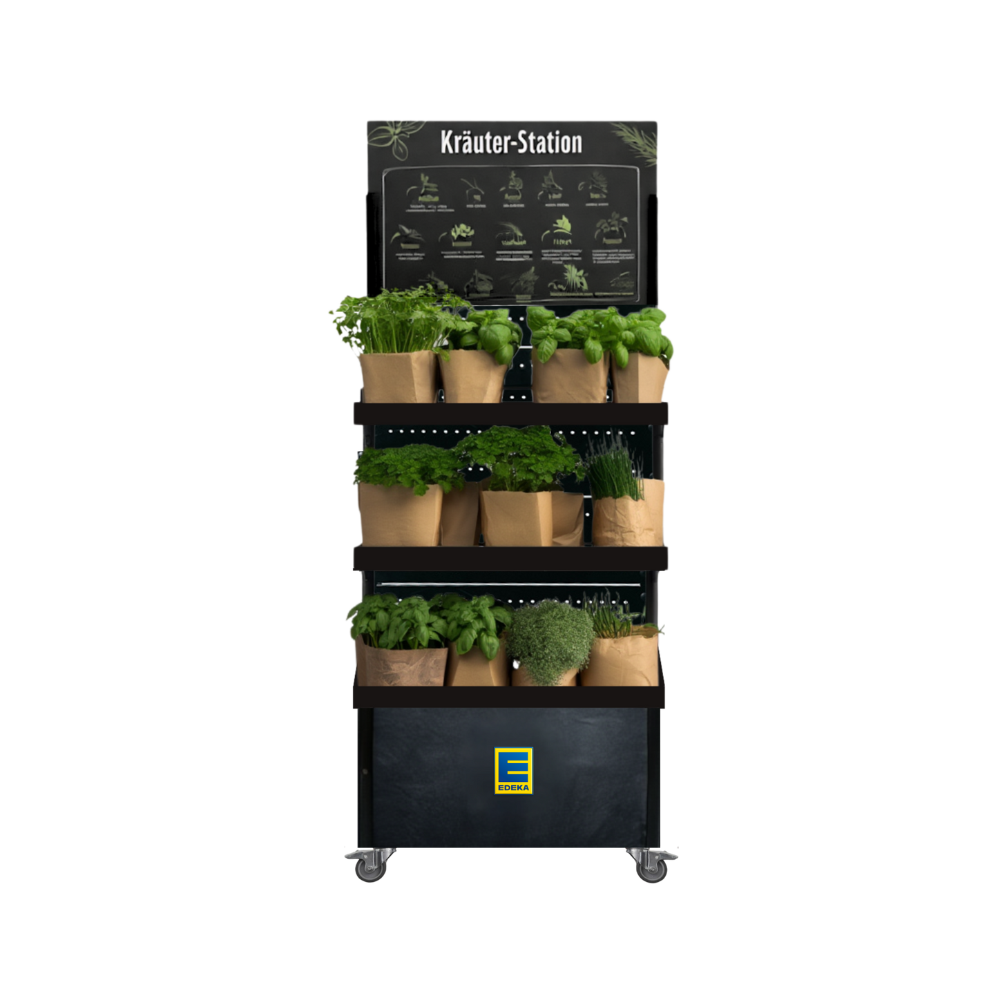 Mobiler Verkaufsständer Concept, Kräutertöpfe