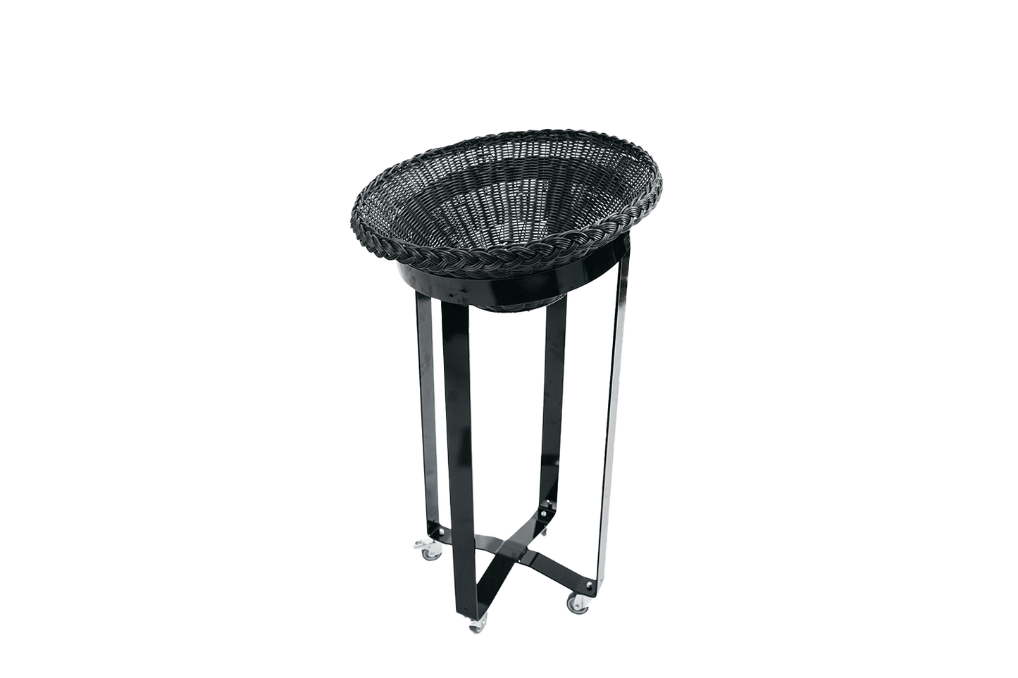 Metallständer 90 cm hoch inkl. 1 Rattankorb (inkl. Rollen)