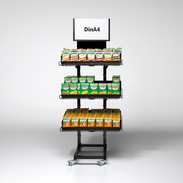Mobiler Metall Verkaufsständer Variant 3er Trockensortiment