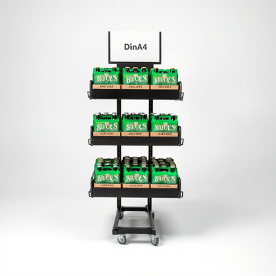 Mobiler Metall Verkaufsständer Variant 3er, Getränke