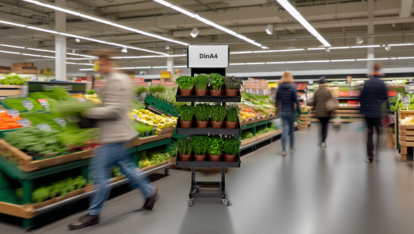 Mobiler Metall Verkaufsständer Variant 3er, Kräuter, Topfware