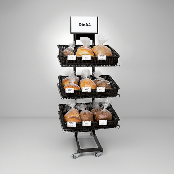 Mobiler Metall Verkaufsständer Variant 3er, Brot