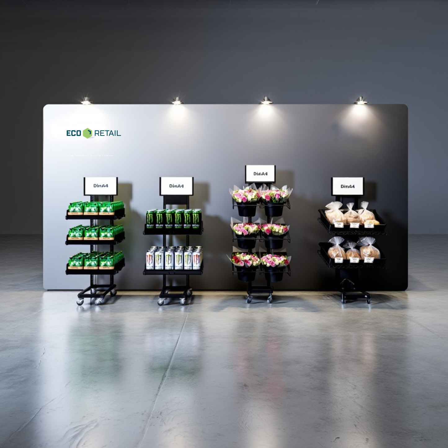 Mobiler Metall Verkaufsständer Variant 3er, Schnittblumen