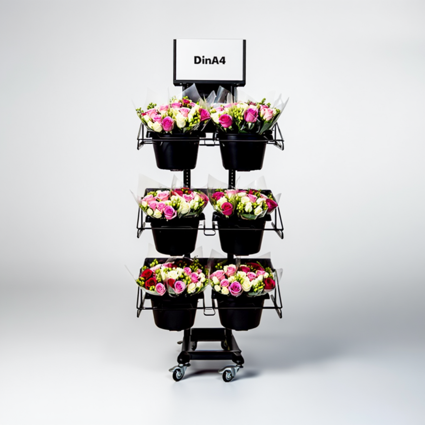 Mobiler Metall Verkaufsständer Variant 3er, Schnittblumen