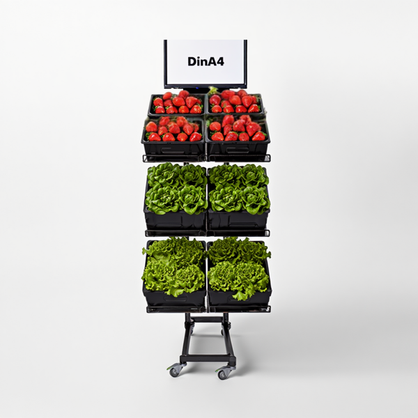 Mobiler Metall Verkaufsständer Variant 3er, Obst und Gemüse