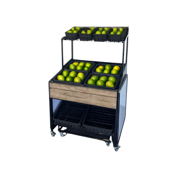 Mob. Präsentationsinsel mit Einschubsystem und 2. Ebene