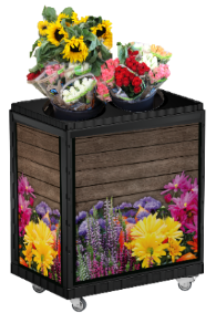 Smart Blumen Display  75 cm schwarz mit Forex Blumen Motiv