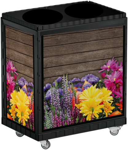 Smart Blumen Display  75 cm schwarz mit Forex Blumen Motiv