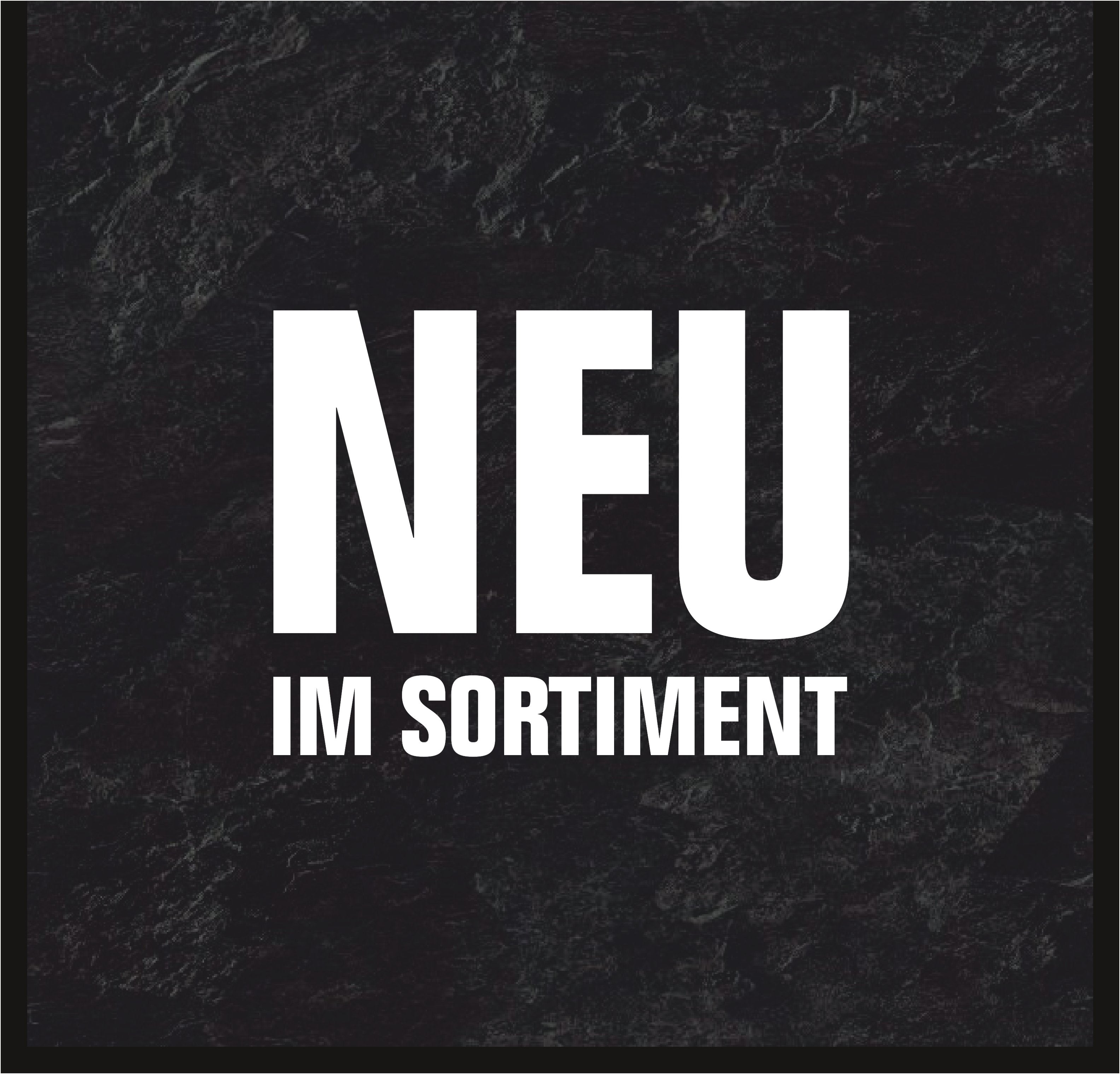 Promotion-Einschieber breit 2er-Set, Front "Neu im Sortiment" / Rückseite Holzoptik