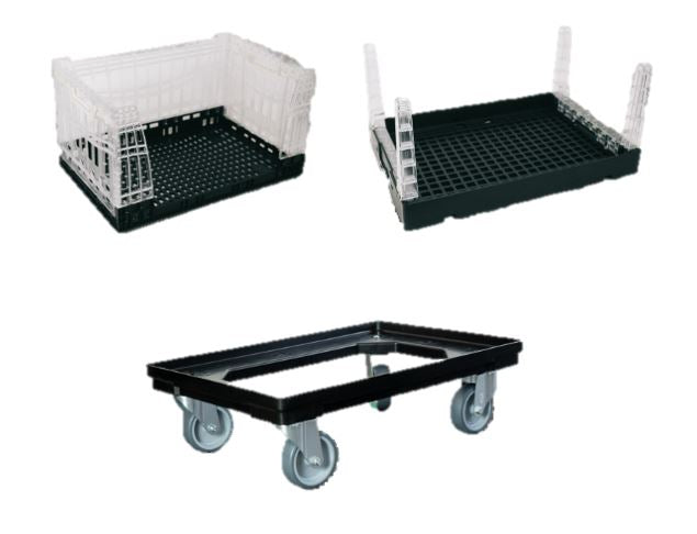 Flex Shelf geschlossen (Set aus 3 Aufsätzen u. 1 Rollwagen)