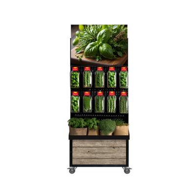Mobiler Verkaufsständer Concept, Schnitt- und Topfkräuter für niedrige Gondeln