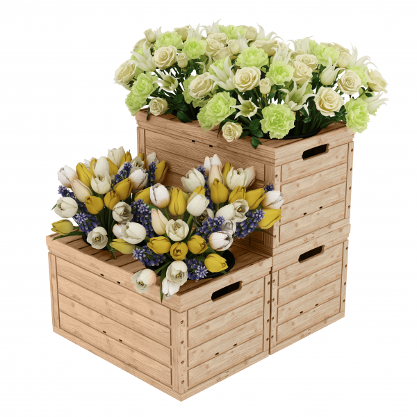 Blumen-Display in Holzoptik 75x60x67 (3-teilig)